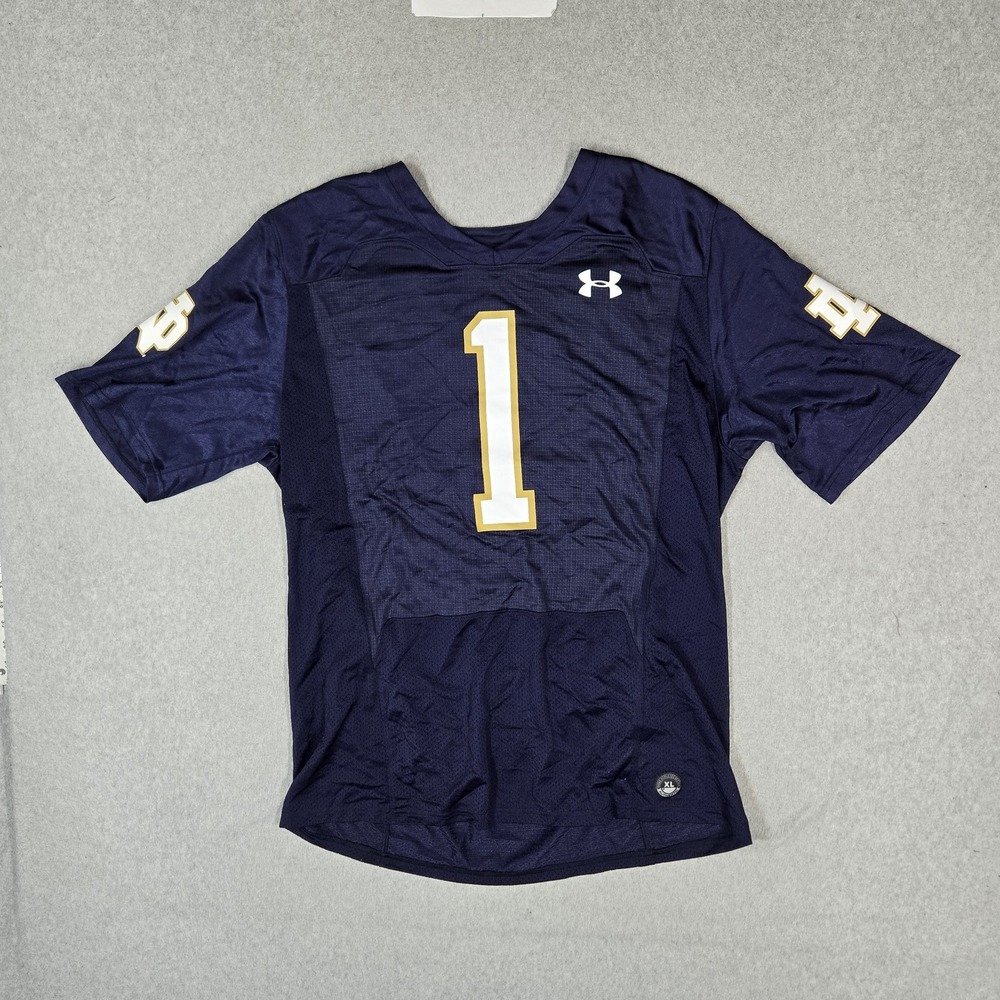 Notre Dame Fighting Irish Men Jersey XL Navy Football Embroidered Under Armour 1